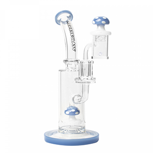 Red Eye Glass: 7" Funguy Rig w/ Mushroom Perc & Cap - Purple
